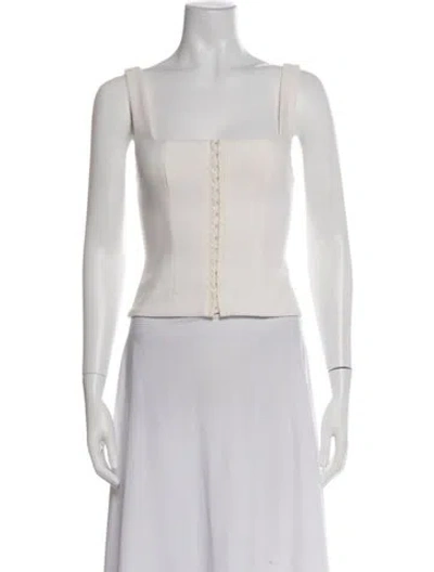 Pre-owned Dissh Square Neckline Sleeveless Top In White