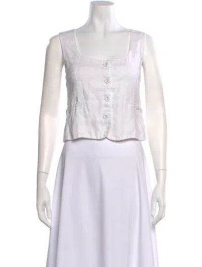 Pre-owned Dissh Square Neckline Sleeveless Top In White