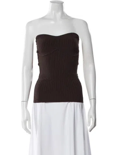 Pre-owned Dissh Strapless Crop Top In Brown