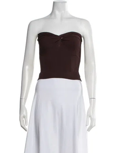 Pre-owned Dissh Strapless Crop Top In Brown