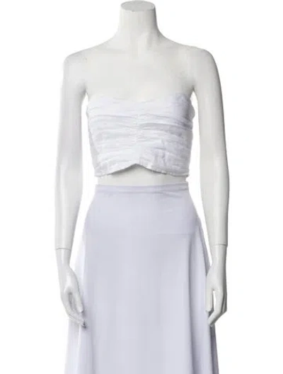 Pre-owned Dissh Strapless Crop Top In White