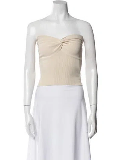 Pre-owned Dissh Strapless Crop Top In White