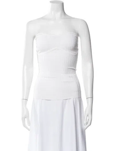 Pre-owned Dissh Strapless Crop Top In White