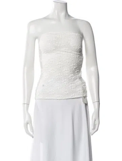 Pre-owned Dissh Strapless Crop Top In White