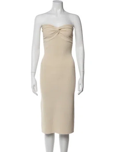 Pre-owned Dissh Strapless Knee-length Dress In Neutral