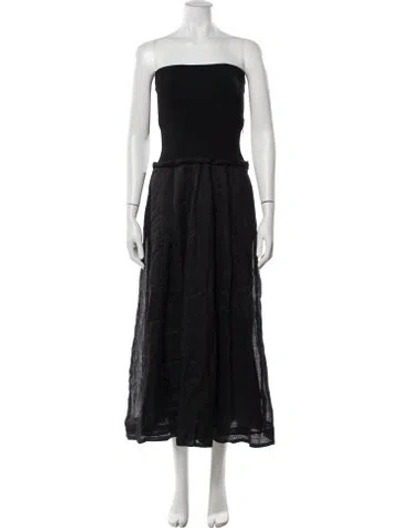 Pre-owned Dissh Strapless Long Dress In Black