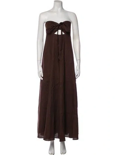 Pre-owned Dissh Strapless Long Dress In Brown