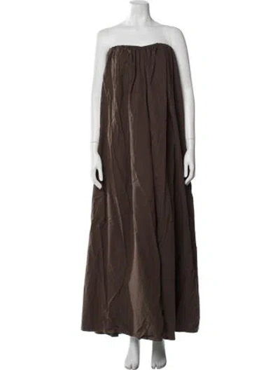 Pre-owned Dissh Strapless Long Dress In Brown