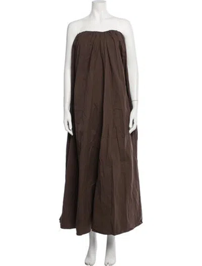 Pre-owned Dissh Strapless Long Dress In Brown