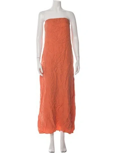 Pre-owned Dissh Strapless Long Dress In Orange