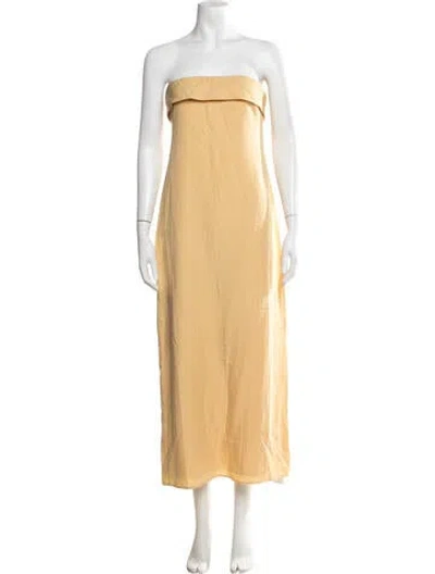 Pre-owned Dissh Strapless Long Dress W/ Tags In Neutrals/yellow