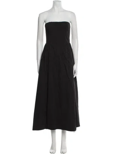 Pre-owned Dissh Strapless Midi Length Dress In Black