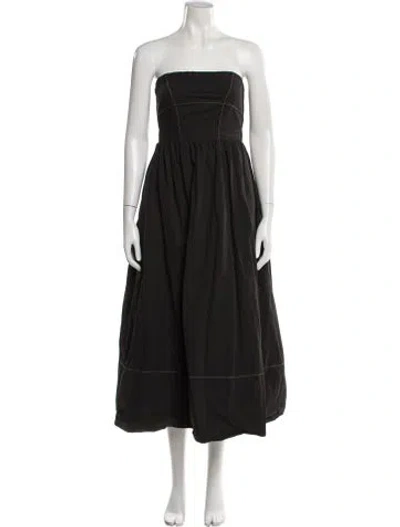 Pre-owned Dissh Strapless Midi Length Dress In Black