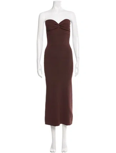 Pre-owned Dissh Strapless Midi Length Dress In Brown