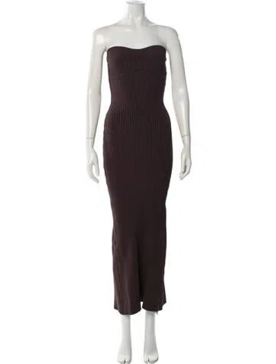 Pre-owned Dissh Strapless Midi Length Dress In Brown