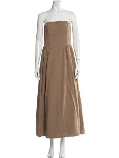 Pre-owned Dissh Strapless Midi Length Dress In Brown