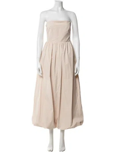 Pre-owned Dissh Strapless Midi Length Dress In Brown