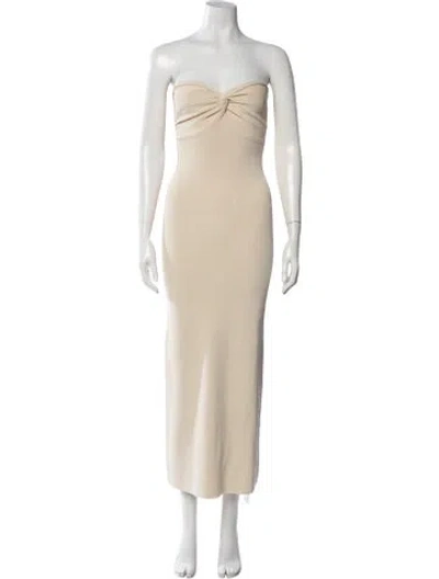 Pre-owned Dissh Strapless Midi Length Dress In Neutrals