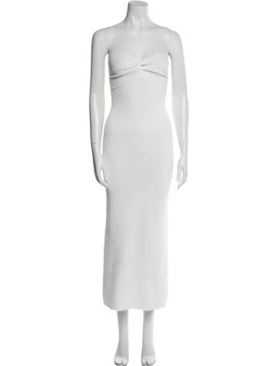 Pre-owned Dissh Strapless Midi Length Dress In White