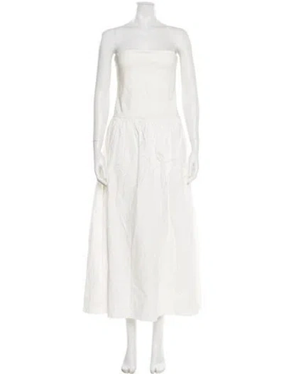 Pre-owned Dissh Strapless Midi Length Dress In White