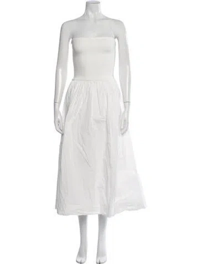 Pre-owned Dissh Strapless Midi Length Dress In White