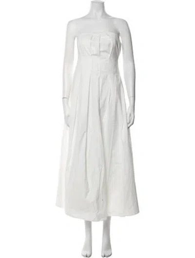 Pre-owned Dissh Strapless Midi Length Dress In White