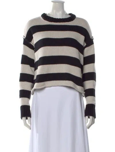 Pre-owned Dissh Striped Crew Neck Sweater In Black