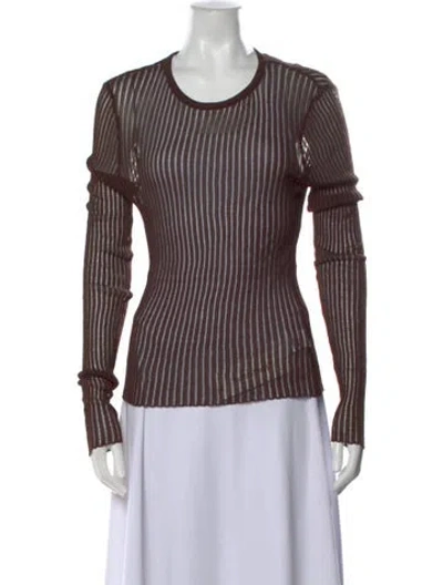 Pre-owned Dissh Striped Crew Neck Sweater W/ Tags In Brown