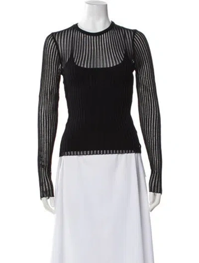 Pre-owned Dissh Striped Crew Neck Top In Black