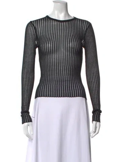 Pre-owned Dissh Striped Crew Neck Top In Black