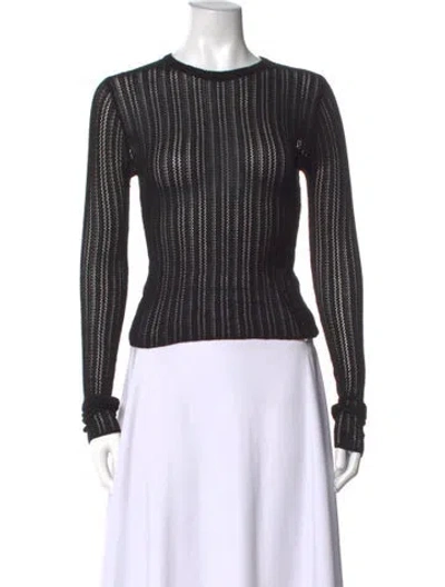 Pre-owned Dissh Striped Crew Neck Top In Black