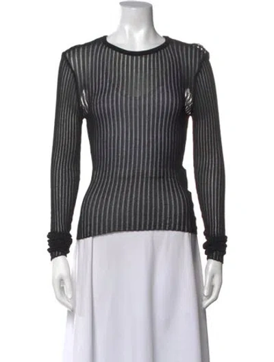 Pre-owned Dissh Striped Crew Neck Top In Grey