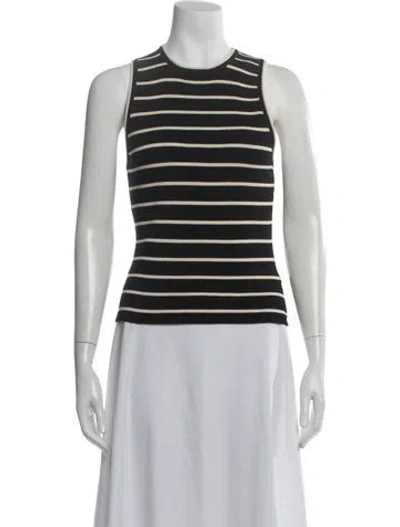 Pre-owned Dissh Striped Crew Neck Top In White