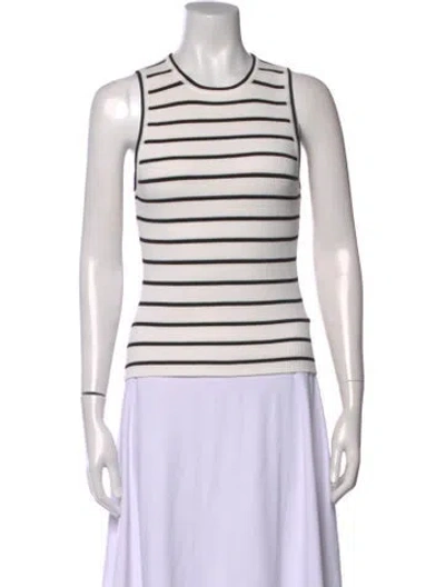 Pre-owned Dissh Striped Crew Neck Top In White
