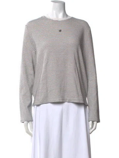 Pre-owned Dissh Striped Crew Neck Top In White