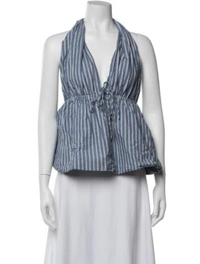 Pre-owned Dissh Striped Halterneck Top In Blue