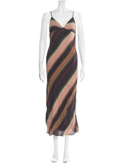 Pre-owned Dissh Striped Long Dress In Black