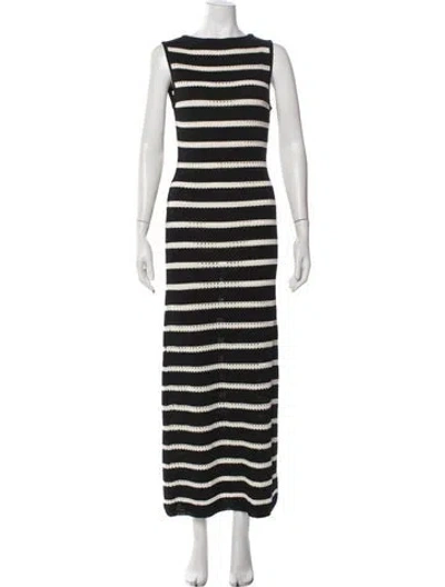 Pre-owned Dissh Striped Long Dress In Black