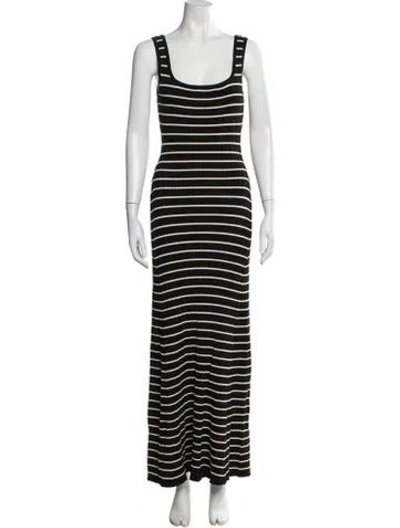 Pre-owned Dissh Striped Long Dress In Black