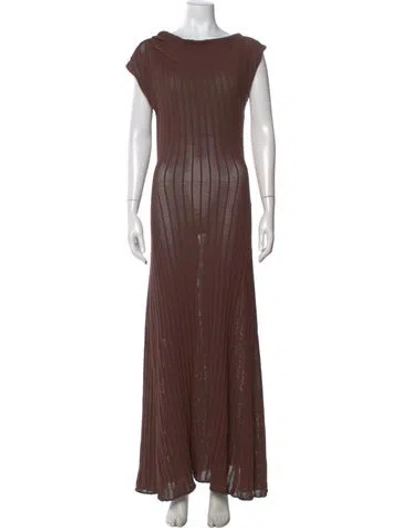 Pre-owned Dissh Striped Long Dress In Brown