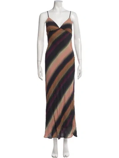 Pre-owned Dissh Striped Long Dress In Purple