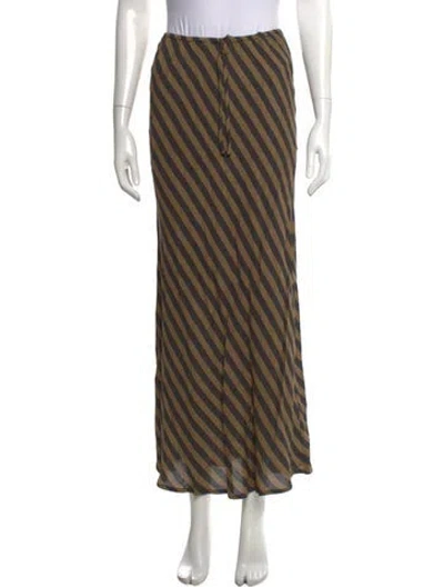 Pre-owned Dissh Striped Long Skirt In Green