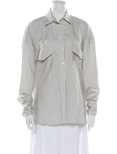 Pre-owned Dissh Striped Long Sleeve Button-up Top In Multicolor