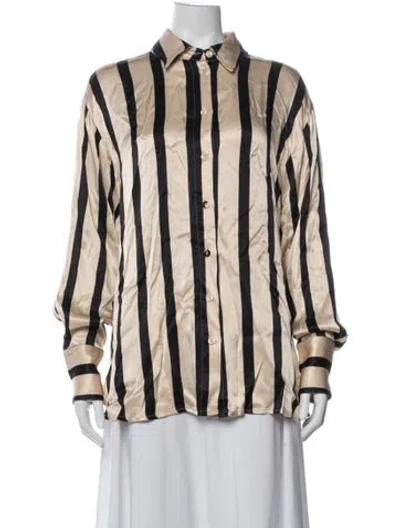 Pre-owned Dissh Striped Long Sleeve Button-up Top In Neutrals
