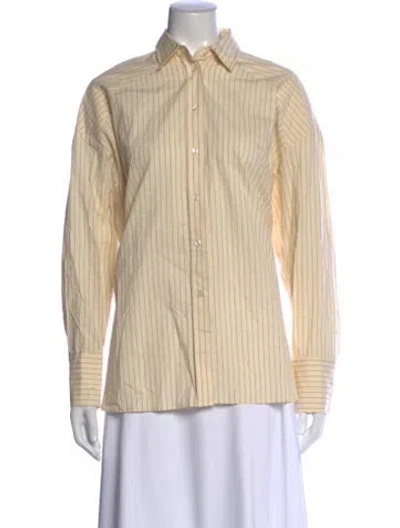Pre-owned Dissh Striped Long Sleeve Button-up Top W/ Tags In Neutral