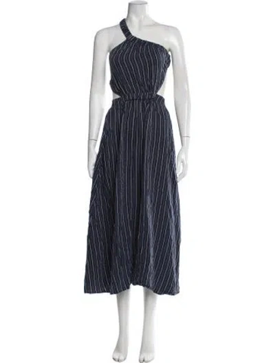 Pre-owned Dissh Striped Midi Length Dress In Blue