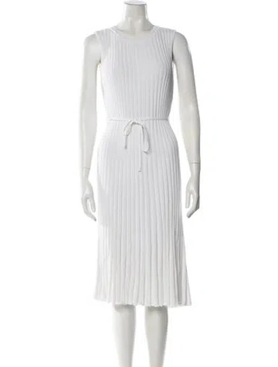 Pre-owned Dissh Striped Midi Length Dress In White