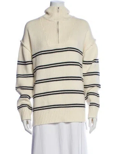 Pre-owned Dissh Striped Mock Neck Sweater In Neutral