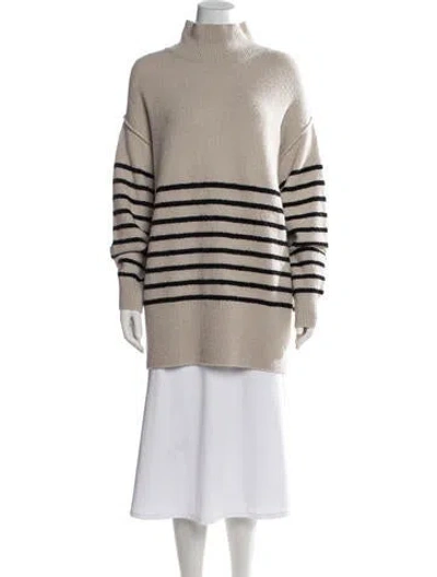 Pre-owned Dissh Striped Mock Neck Sweater In Neutrals