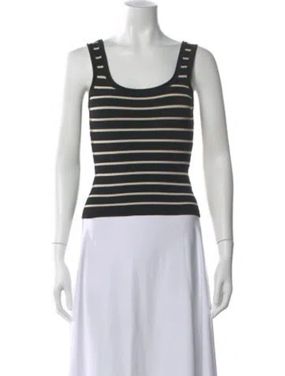 Pre-owned Dissh Striped Scoop Neck Top In Black
